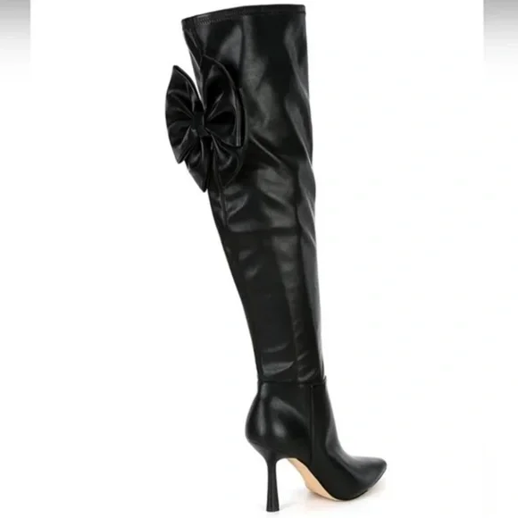 NEW Gianni Bini “Delilah” Bow Back Stretch Over-the-Knee Black Boots NWT - Picture 3 of 4